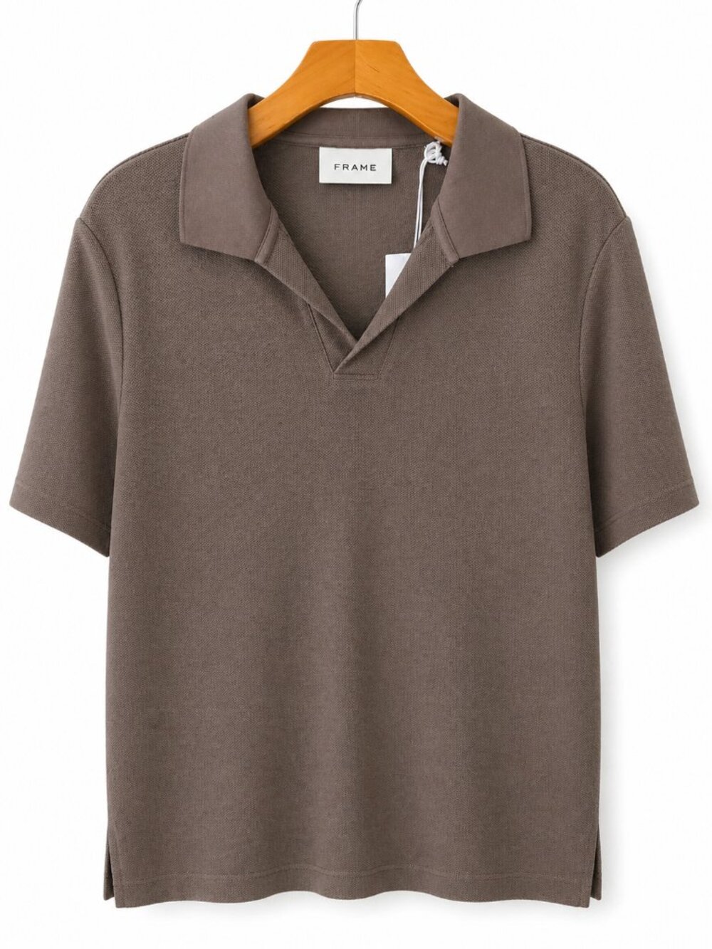 FRAME Jacquard Polo NWT Soft Mocha Medium - Picture 1 of 2